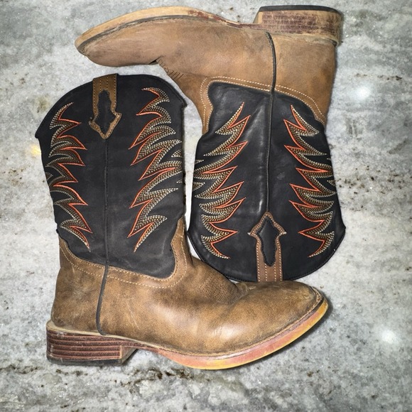 Roper Other - Roper Big Kids 5 Youth Boys Black Orange Cowboy Boots Weatern Faux Leather